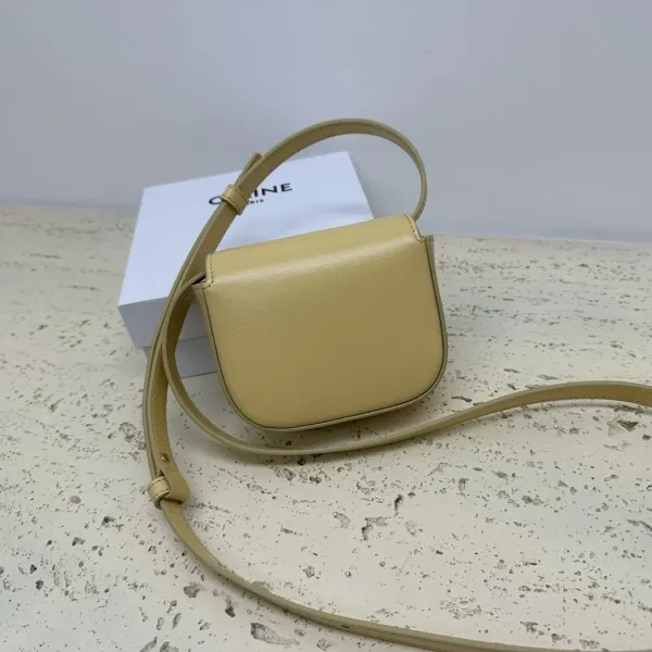 Celine Triomphe Mini Saddle Bag Beige Crossbody Bag - 6