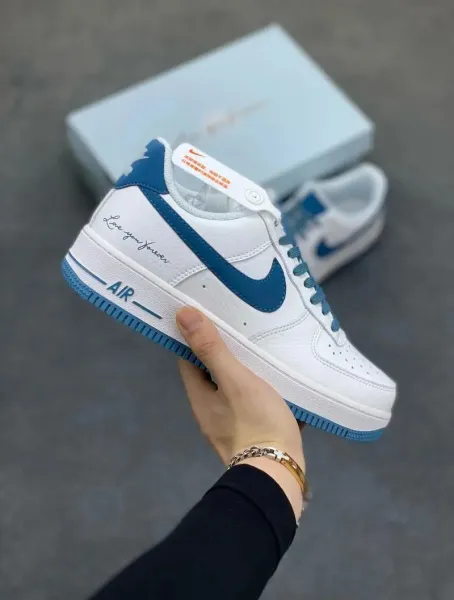Nike Air Force 1 Low 'Love You Forever' White and Blue Sneakers - 1