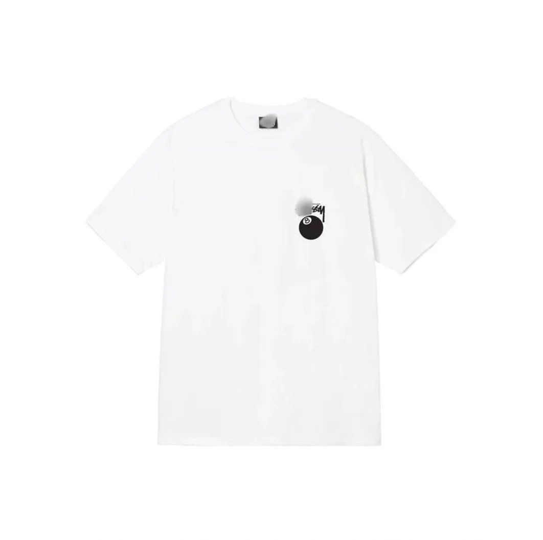 Stussy Oval Logo Distressed Print White T-Shirt - 10