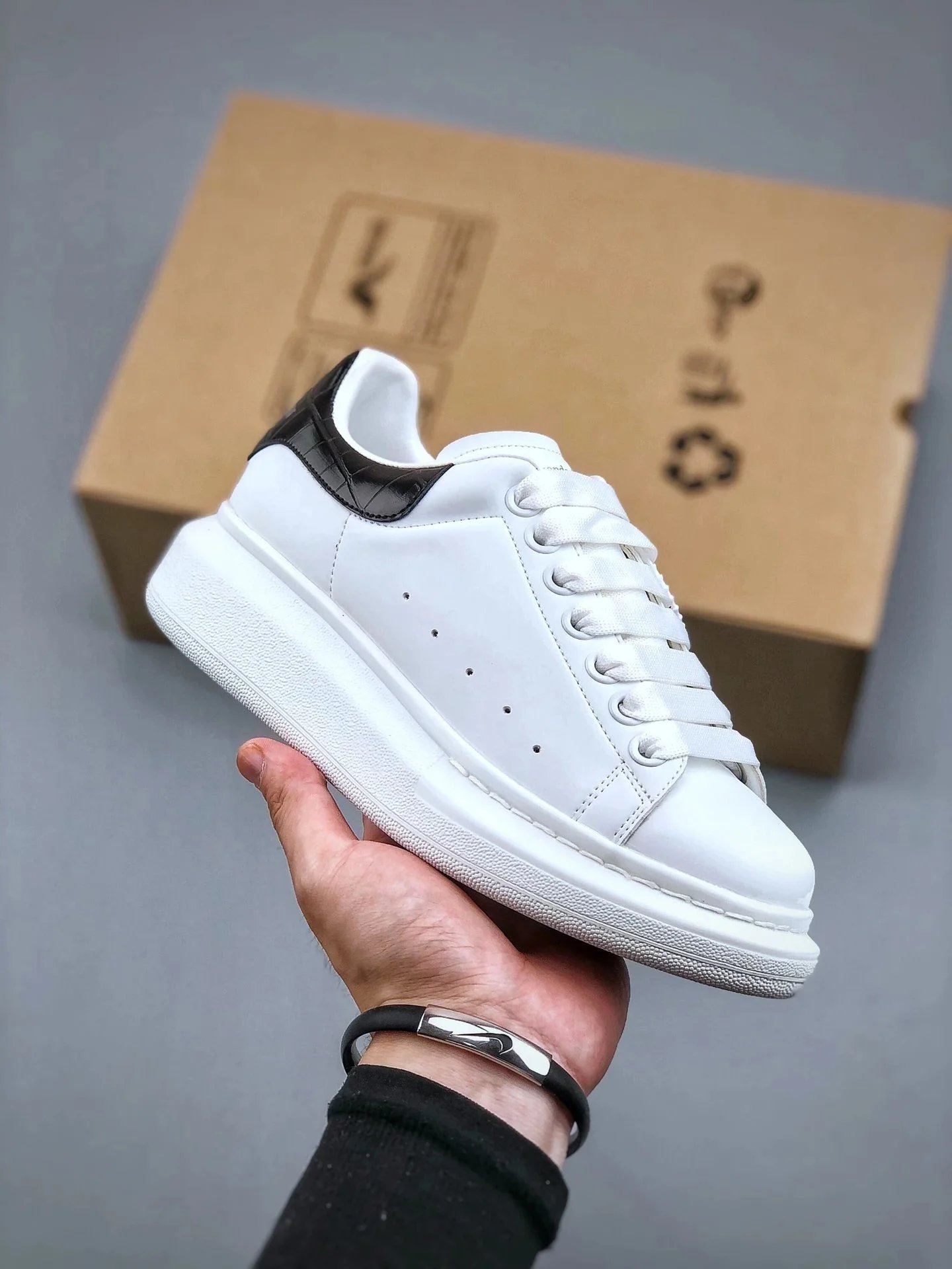 Alexander McQueen Oversized Sneaker White with Lime Green Heel Tab Sneakers - 5