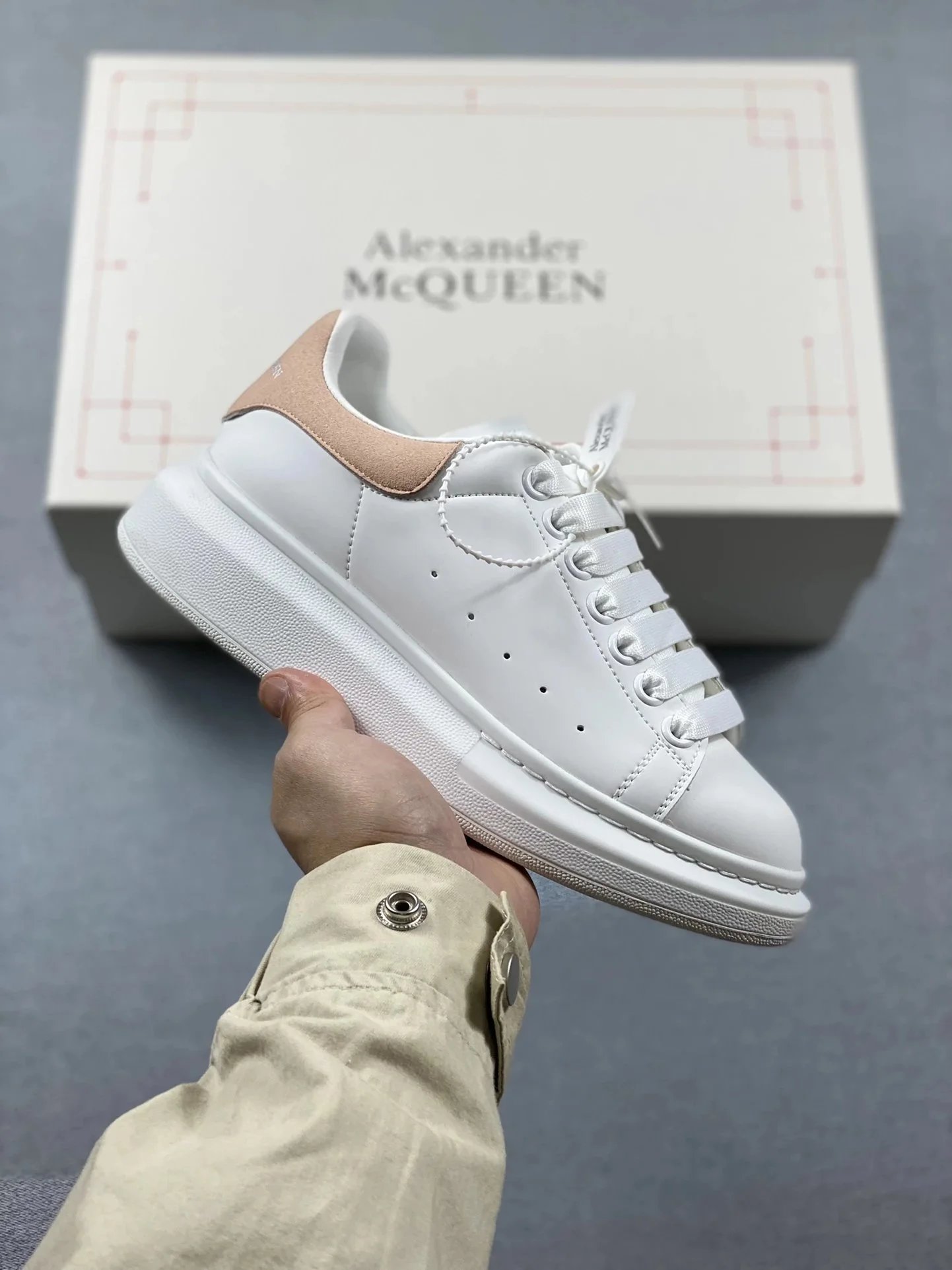 Alexander McQueen Oversized Sneaker White with Lime Green Heel Tab Sneakers - 11