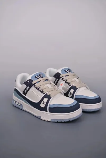 Louis Vuitton Trainer Low White Navy Blue Sneakers - 1