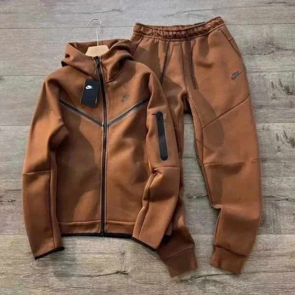 Nike Tech Fleece Hoodie and Joggers Set Brown - 1