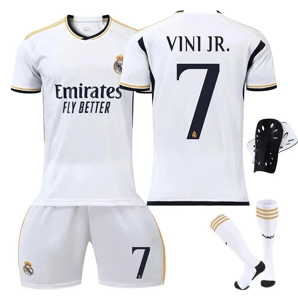 Real Madrid 2023-24 Home Kit Vini Jr. #7 White Jersey Set - 1
