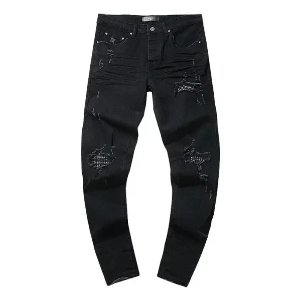 Amiri Distressed Slim Fit Black and Gray Denim Jeans - 35