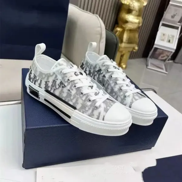 Dior B23 Oblique Print White Sneakers - 1