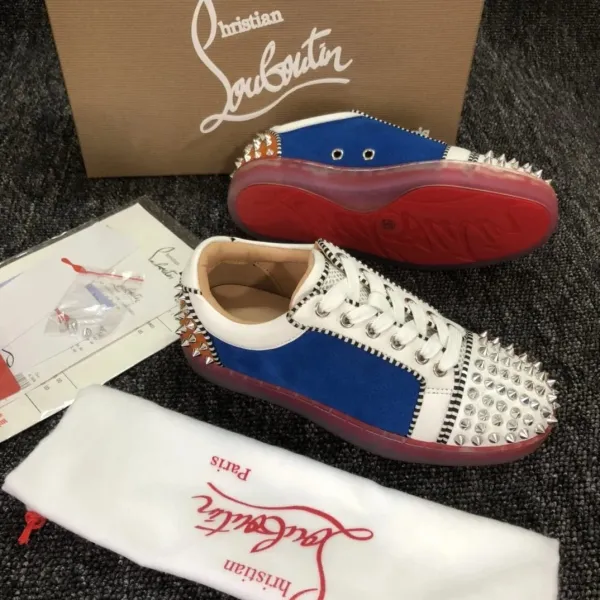 Christian Louboutin Louis Junior Spikes Blue White Red Sneakers - 1