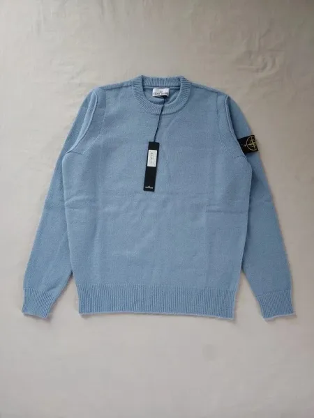 Stone Island Crew Neck Knit Sweater Light Blue - 1