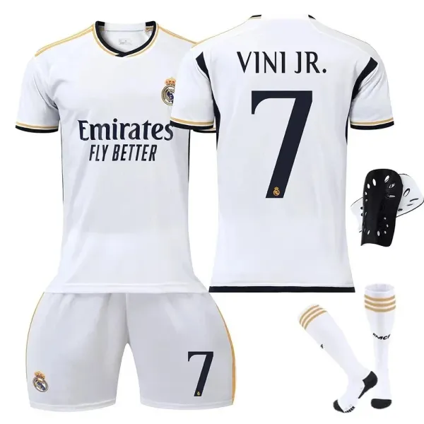 Real Madrid 2023-24 Home Jersey White with Gold Trim - 6