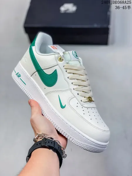 Nike Air Force 1 Low White Emerald Green Sneakers - 1