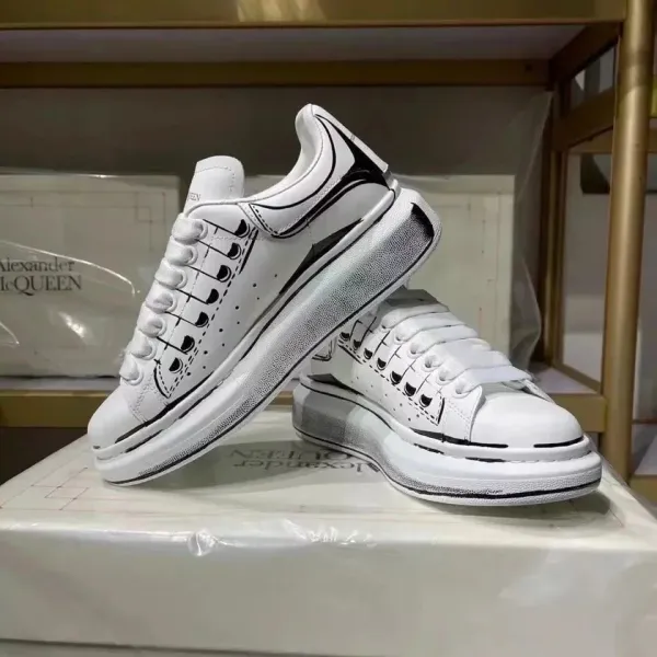 Alexander McQueen Oversized Sneaker White with Black Sketch Detail Chunky Sneakers - 1