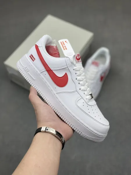 Supreme x Nike Air Force 1 Low White/Red Sneakers - 1