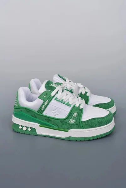Louis Vuitton Trainer Green Monogram Sneakers - 1