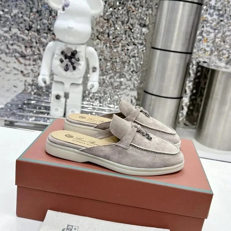 Loewe Summer Mule Beige Suede Loafers - 5