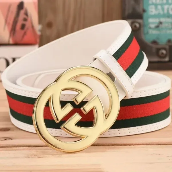 Gucci GG Marmont Belt White with Red and Green Web Stripe - 1