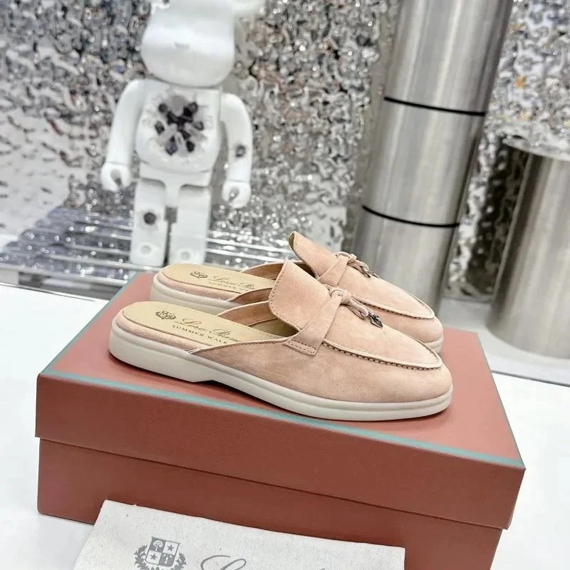 Loewe Summer Mule Beige Suede Loafers - 6