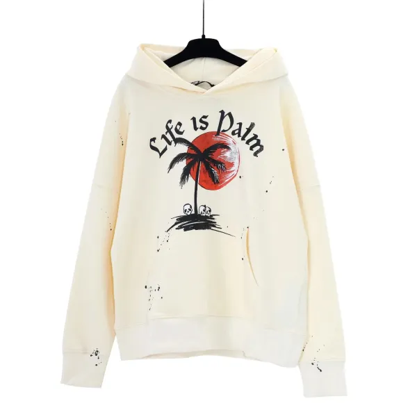 Design Shark Print Oversized Hoodie Beige - 7