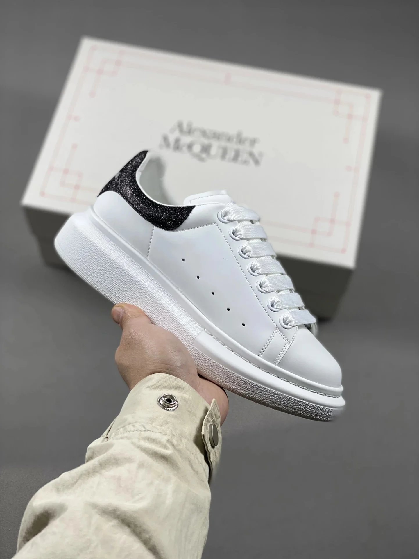 Alexander McQueen Oversized Sneaker White with Lime Green Heel Tab Sneakers - 9