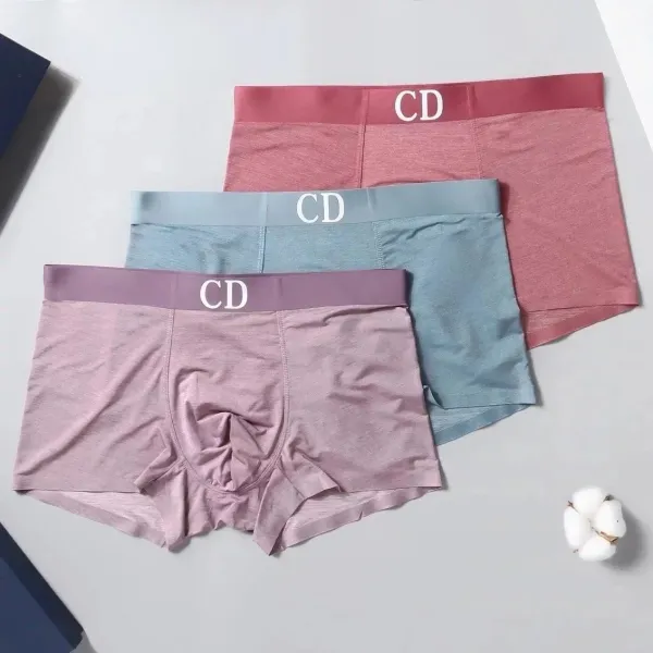 Dior CD Logo Boxer Briefs in Dusty Pink, Sage Blue, and Rose Red - 1