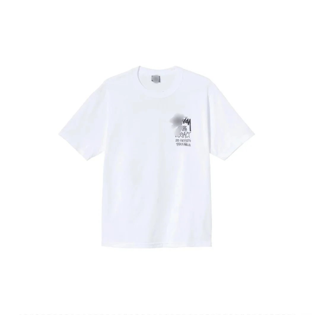 Stussy Oval Logo Distressed Print White T-Shirt - 11