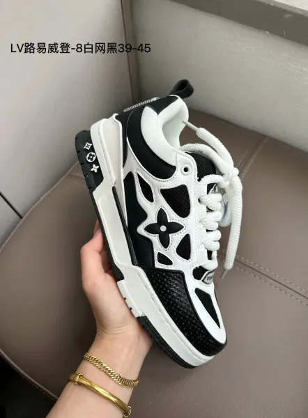 Louis Vuitton Trainer 8 White/Black Mesh Sneakers - 1