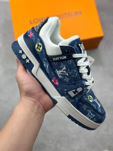 Louis Vuitton Trainer Monogram Denim Blue Multicolor Sneakers - 1