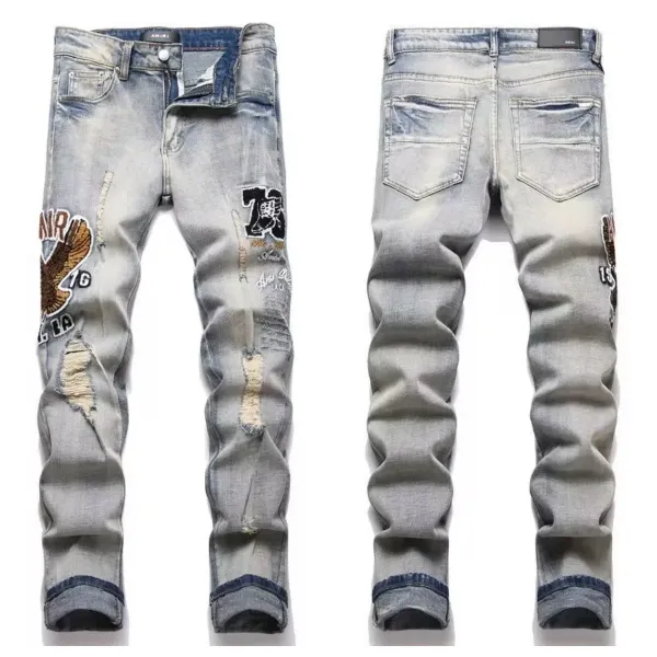 Amiri Distressed Slim Fit Black and Gray Denim Jeans - 29