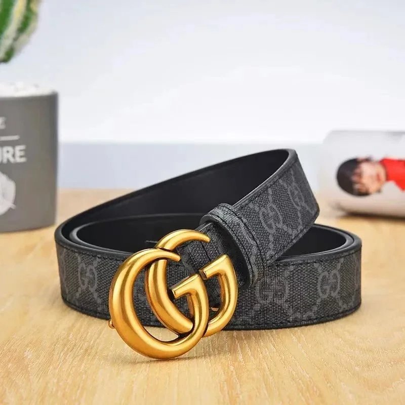 Gucci Marmont Double G Belt Black and Gold Leather Belt - 1
