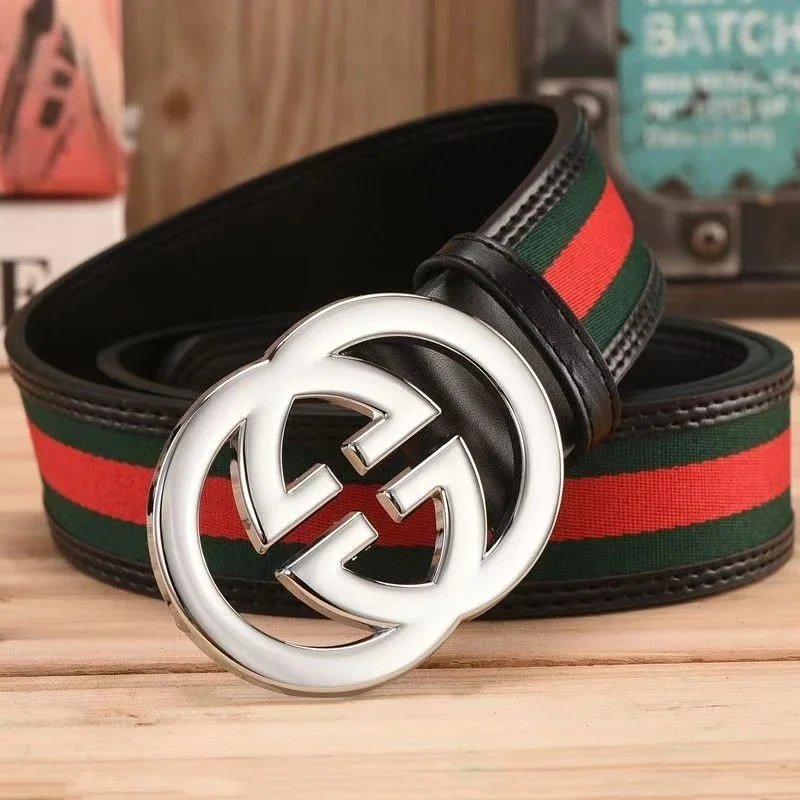 Gucci GG Marmont Web Belt Silver Black Green Red - 1