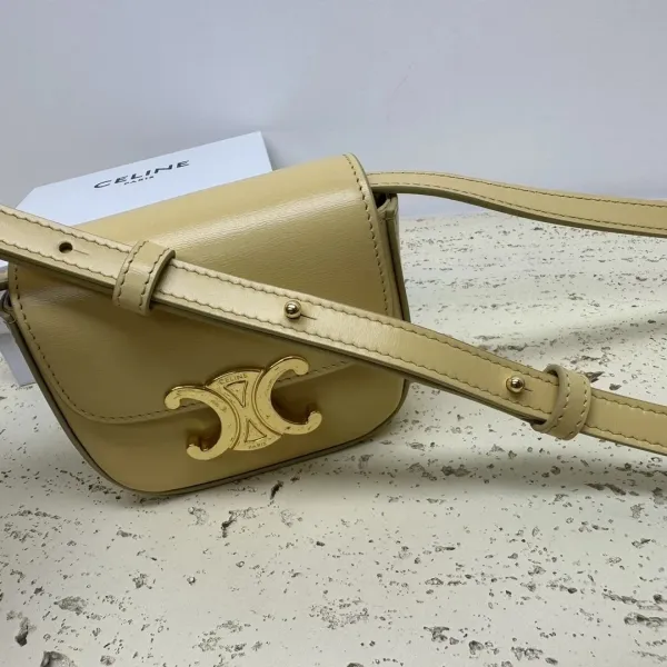 Celine Triomphe Mini Saddle Bag Beige Crossbody Bag - 7