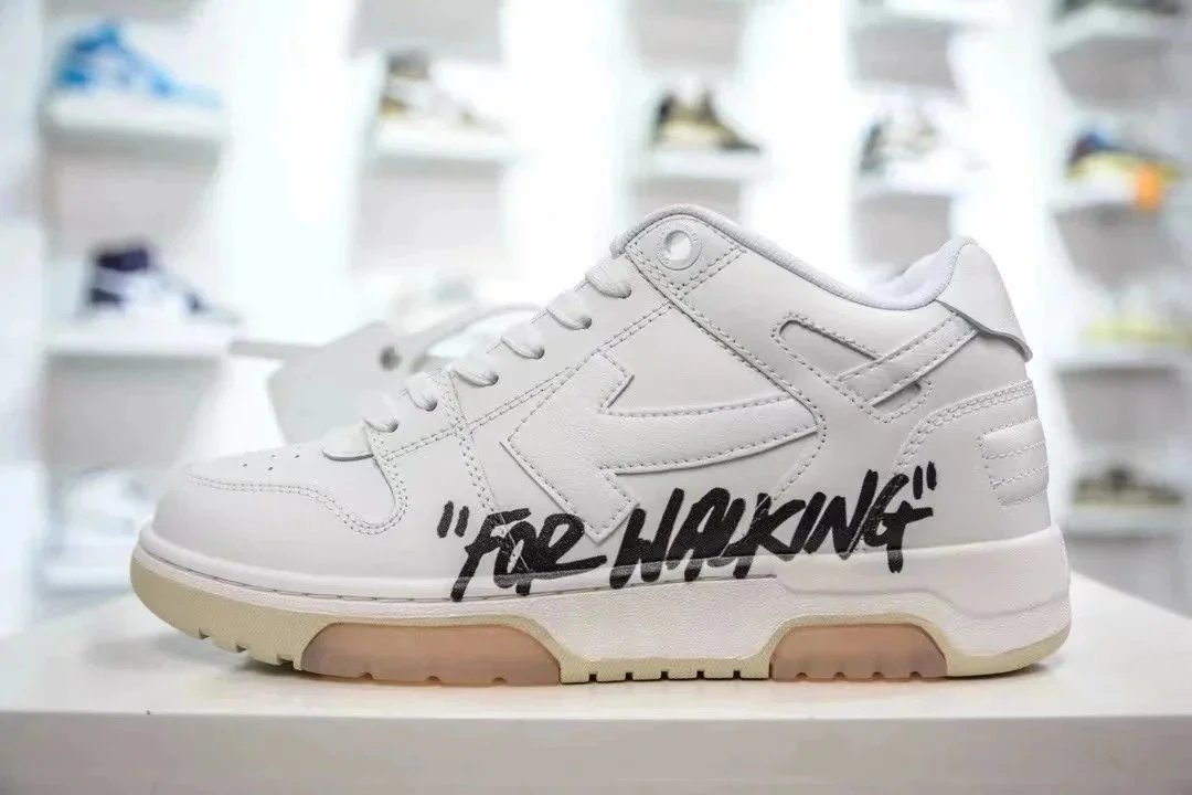 Off-White Diagonal Arrow Low 'For Walking' White Sneakers - 1