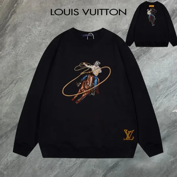 Louis Vuitton Logo-Print Black Crewneck Sweatshirt - 4