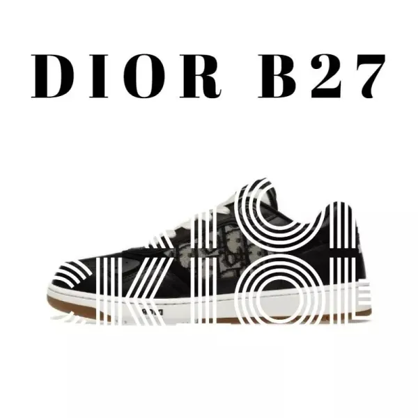 Dior B27 Black Oblique Print Sneakers - 1