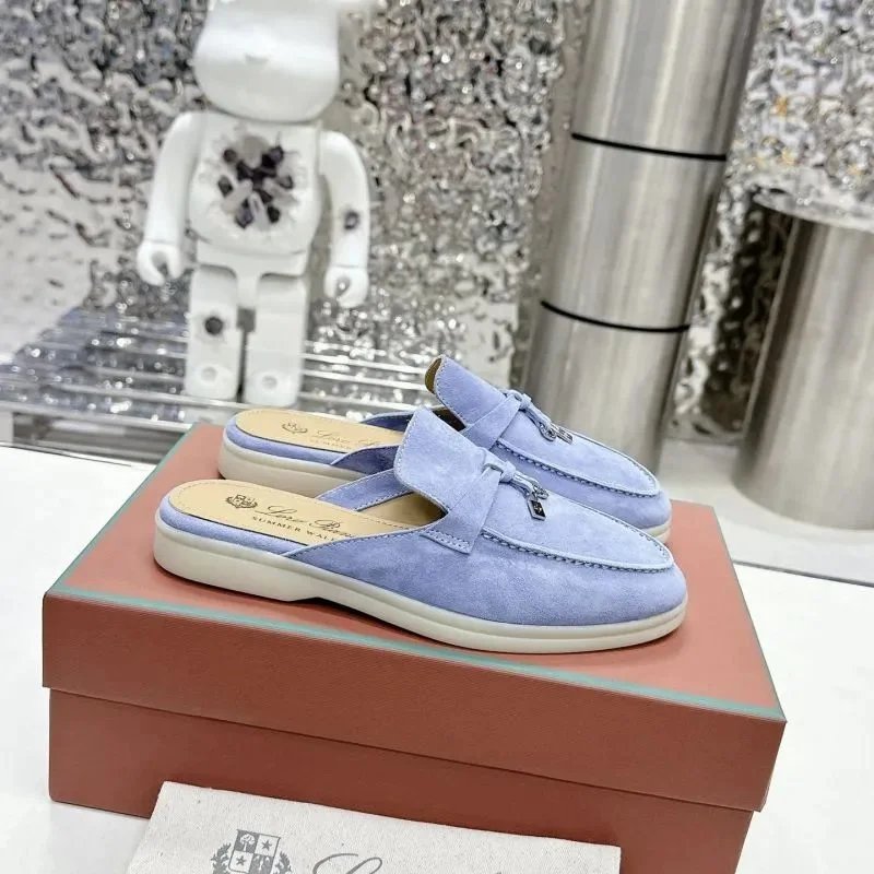 Loewe Summer Mule Beige Suede Loafers - 10