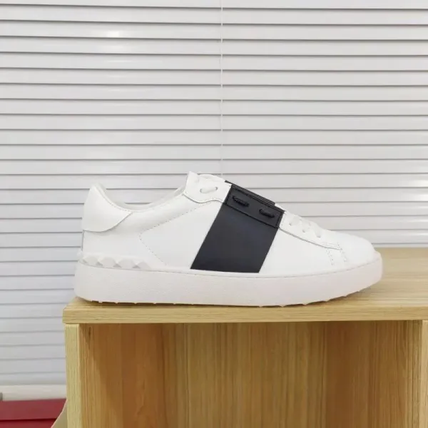 Valentino Rockstud Low-Top White and Black Sneakers - 1