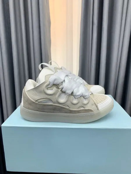 Lanvin x Thom Browne Collaboration Sneakers White Gray Red Black Striped Lace-Up Chunky Sneakers - 7