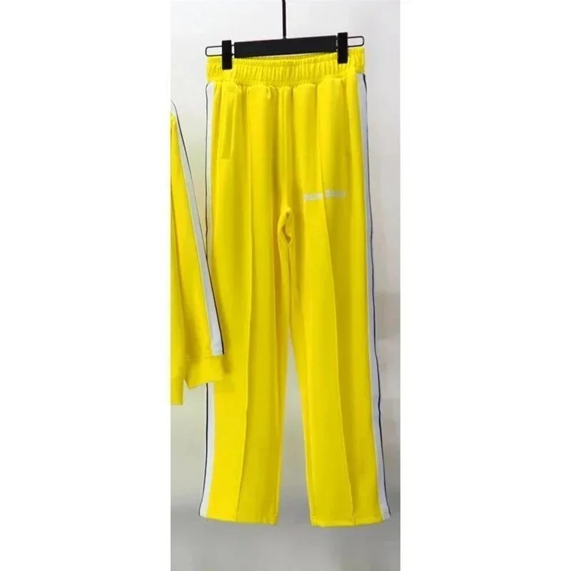 Design Track Pants Yellow with Side Stripes Sweatpants - 1