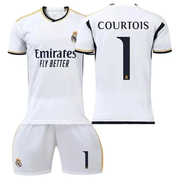 Real Madrid Courtois #1 Home Kit White Jersey and Shorts - 1