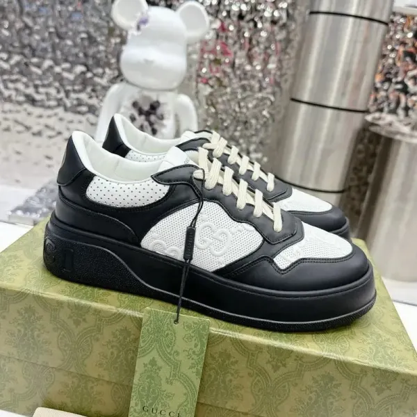 Gucci Rhyton White Leather and Perforated Mesh Sneakers - 7