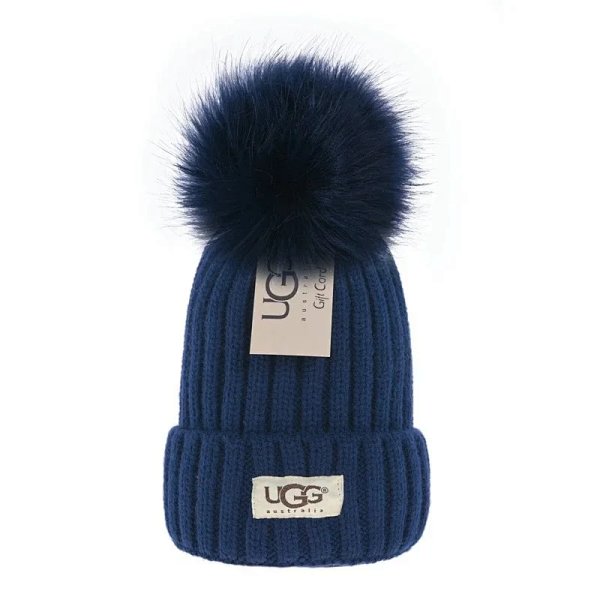 UGG Pom Pom Beanie - Ribbed Knit with Faux Fur Pompom - 6