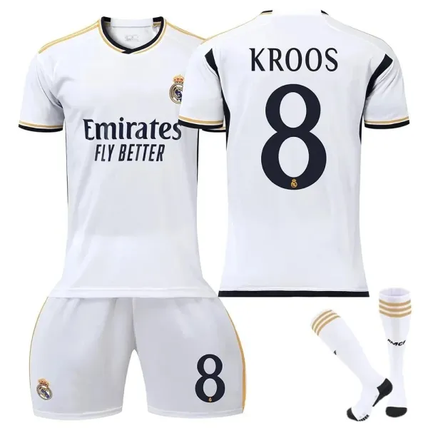 Real Madrid 2023-24 Home Kit Kroos #8 White Jersey Set - 1