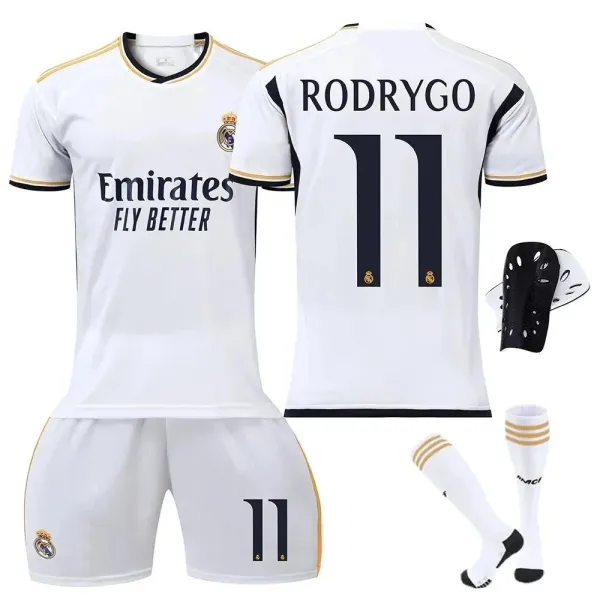 Real Madrid 2023-24 Home Jersey White with Gold Trim - 9