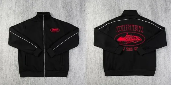 Cortez Track Jacket Black with Red Graphic - 1