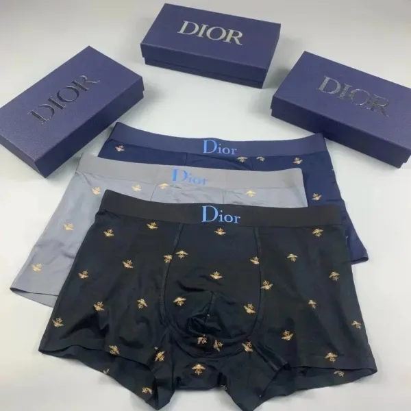 Dior Bee Motif Boxer Briefs Navy Blue, Gray, and Dark Blue - 1