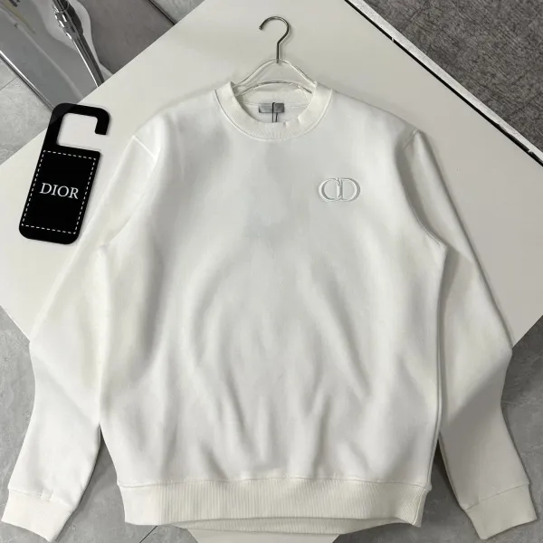 Dior CD Logo Embroidered White Hoodie - 1