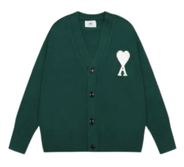 Ami Paris Heart Logo Cardigan White - 2