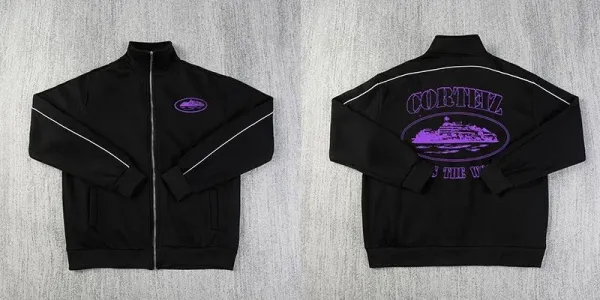 Cortez Track Jacket Black with Purple Graphic - 1