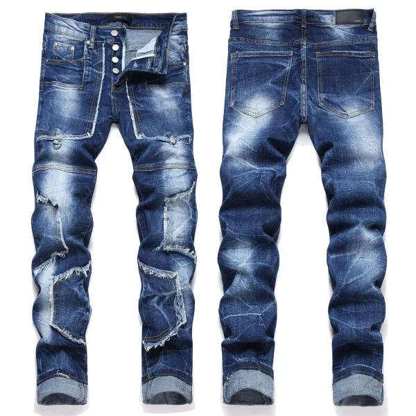 Amiri Distressed Slim Fit Black and Gray Denim Jeans - 28