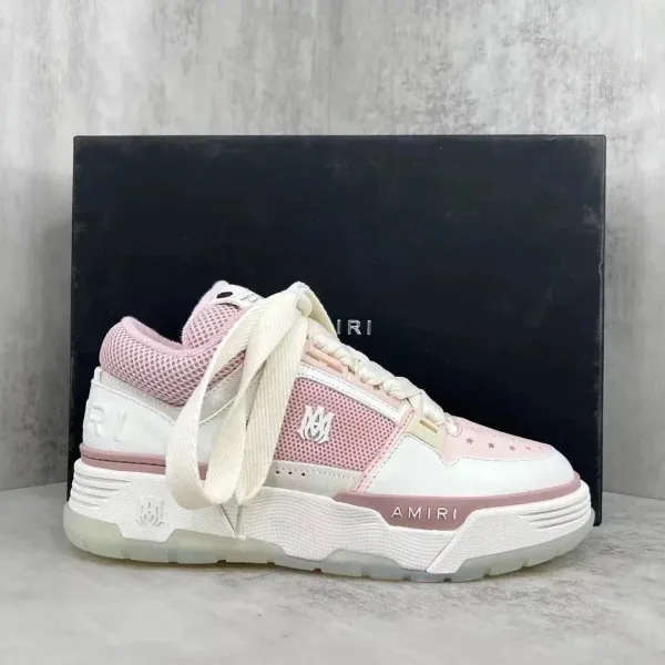 Amiri Monogram Low Pink and White Chunky Sneakers - 1
