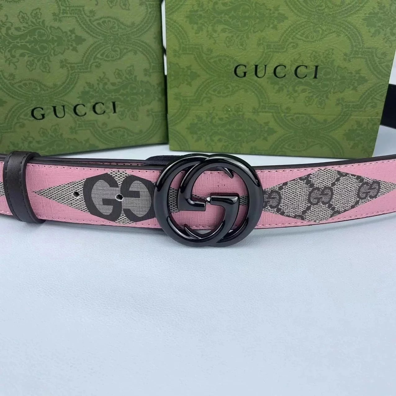 Gucci GG Marmont Canvas Belt Pink - 1